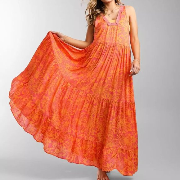 new  Free People Tiers For You printed maxi dress  491an - Picture 2 of 8